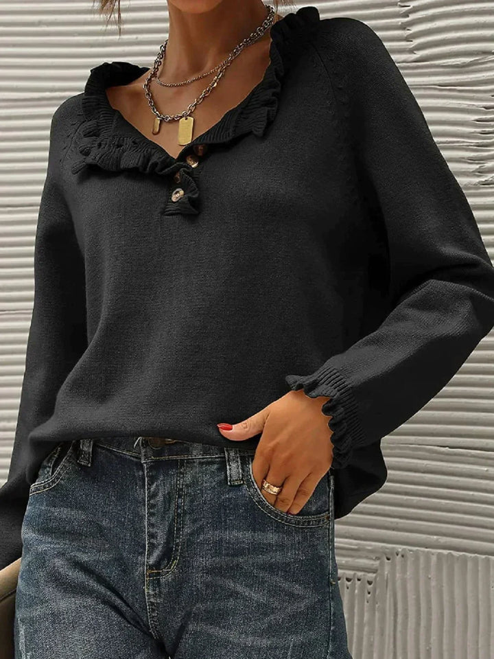 Levoire | Chemise À Manches Longues Confortable Avec Col Noir
