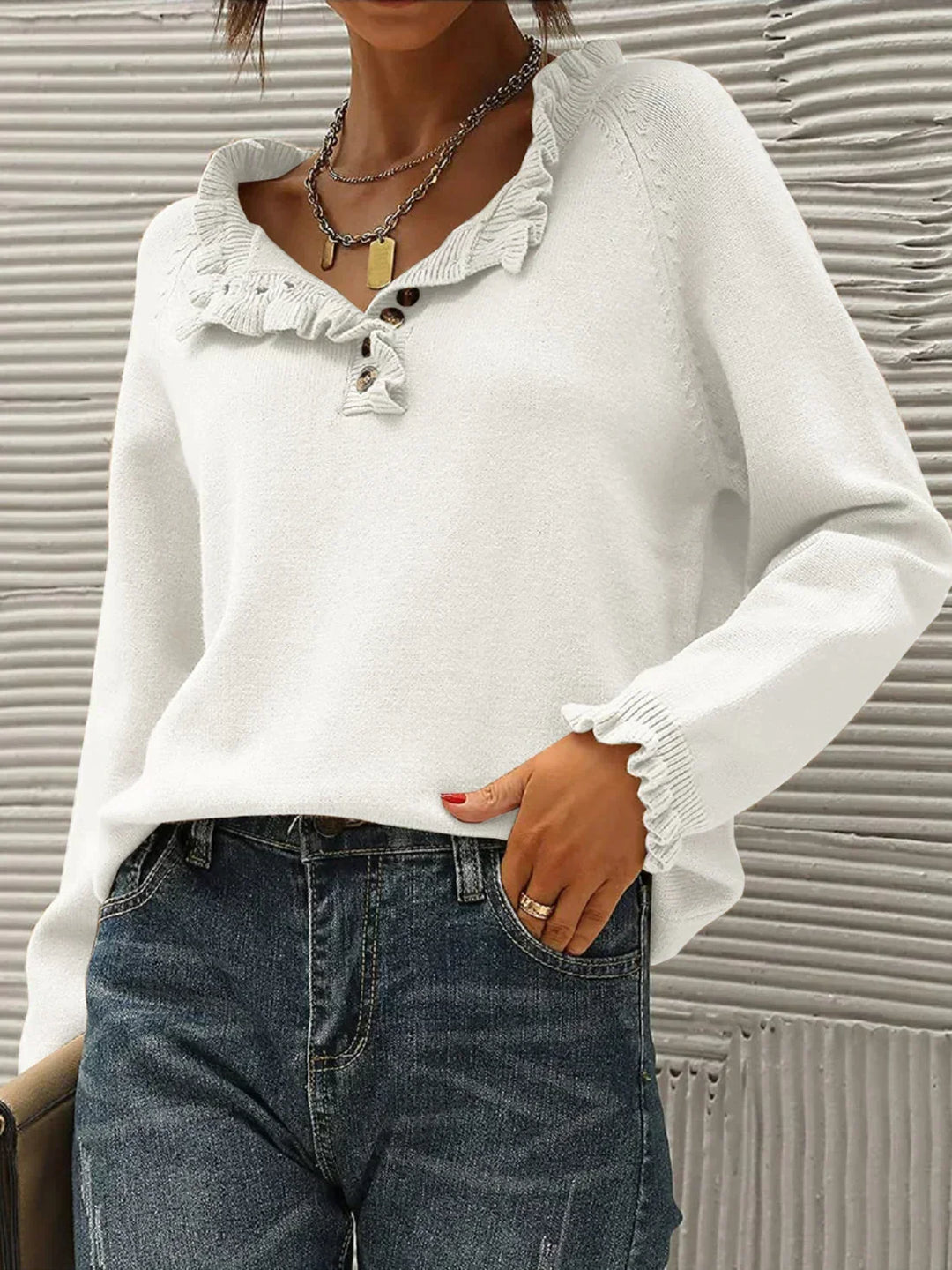 Levoire | Chemise À Manches Longues Confortable Avec Col Blanc