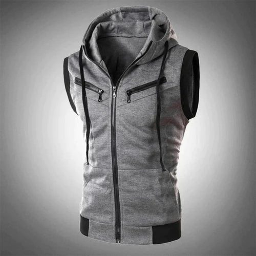Levoire | Sweat à capuche zippé décontracté sans manches avec poches
