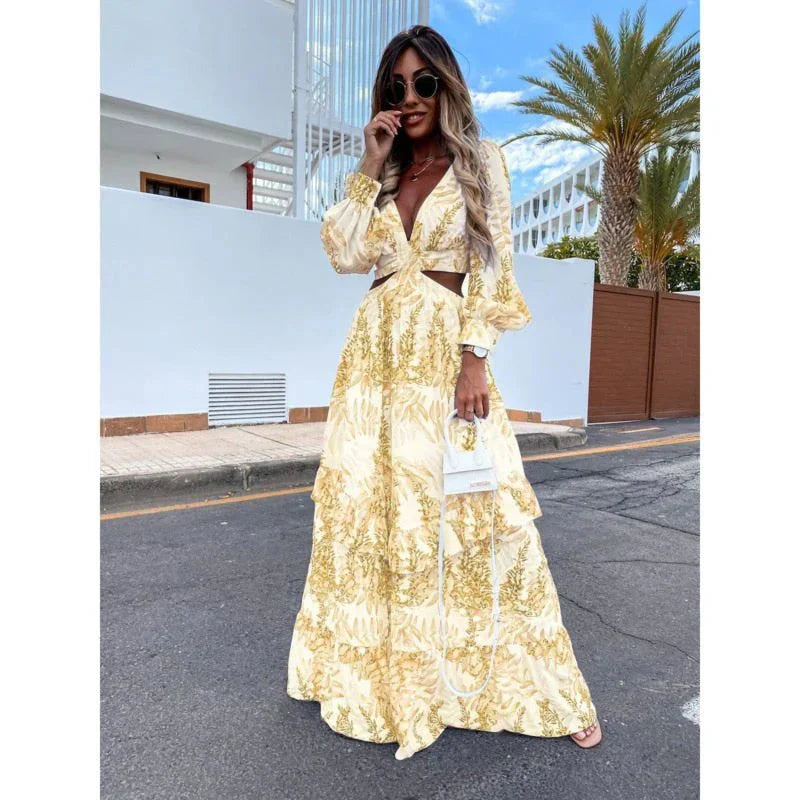 Levoire | Robe Maxi Avec Décolleté - Cathriona Jaune