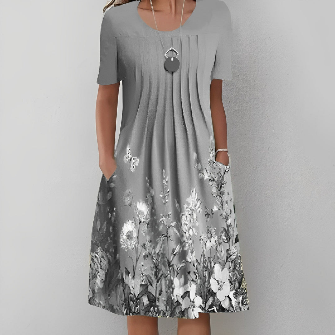 Levoire | Robe Printemps Vintage à Imprimé Floral Gris