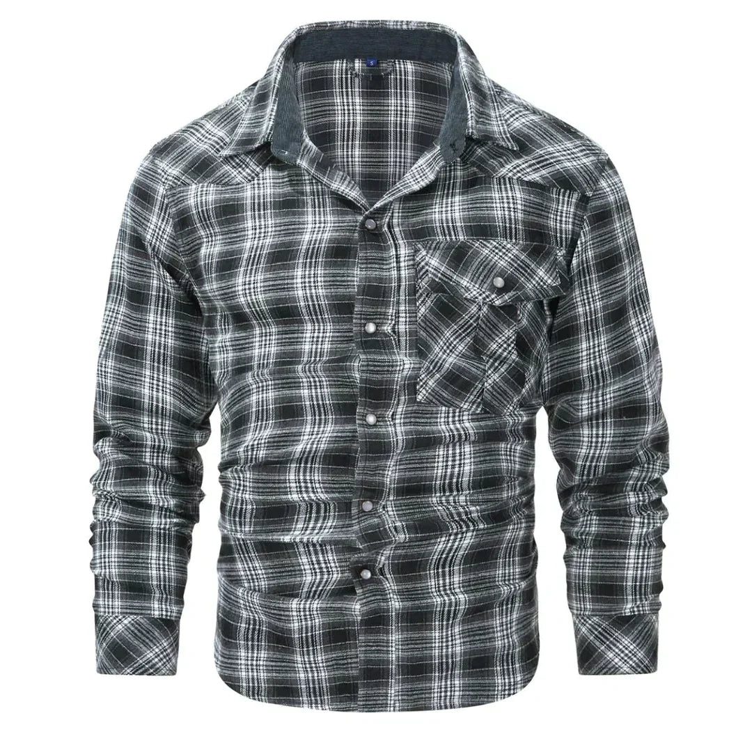 Levoire | Chemise À Carreaux Retro Elegant Hommes Gris