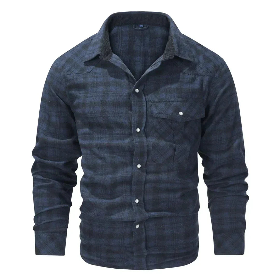 Levoire | Chemise À Carreaux Retro Elegant Hommes Bleu