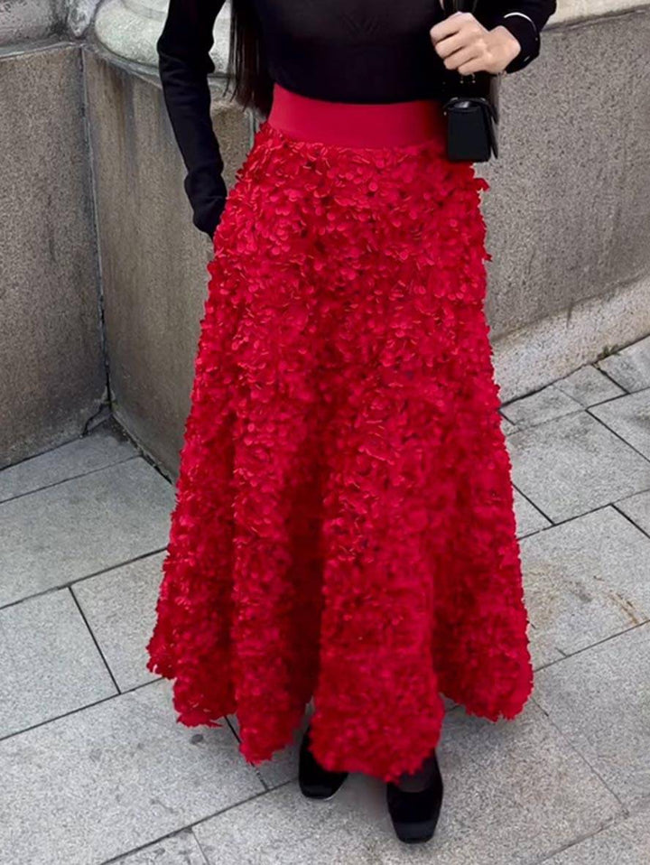 Levoire | Jupe À Fleurs En Forme De Trapèze Coupée Sur Le Côté Femme Élégante Décontractée Mode Rot