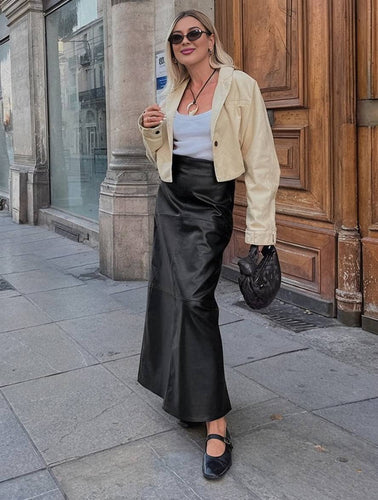 Levoire | Jupe Vintage Élégante En Similicuir Pour Femmes Mode Décontractée