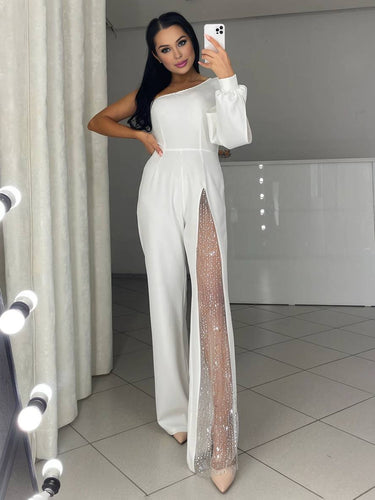 Levoire | Robe À Une Épaule Évasée Avec Fente Sur Le Côté À Manches Longues Pour Femme Casual Élégant Détendu Cérémonie