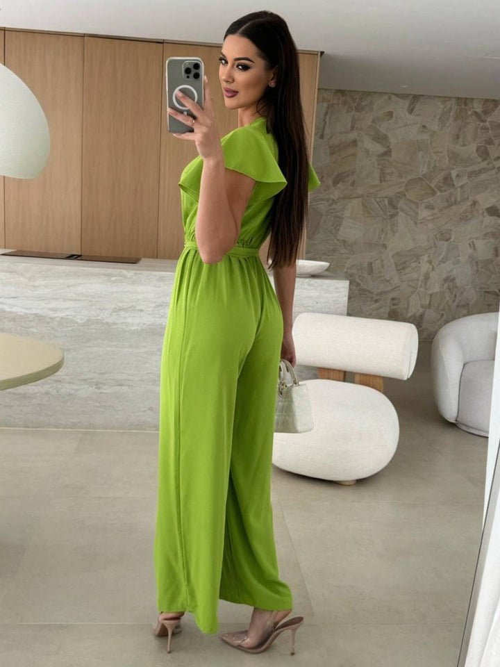 Levoire | Robe Ample Unie Avec Décolleté En V, Ceinture Nouée, Superposée, Pour Femmes Décontractée