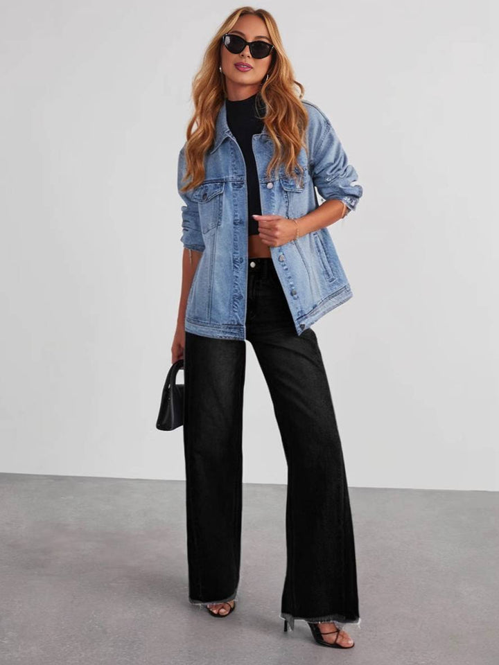 Levoire | Pantalon Bootcut À Jambe Large Avec Boutons Et Poches Taille Haute Pour Femmes Décontracté Élégant Vintage Noir