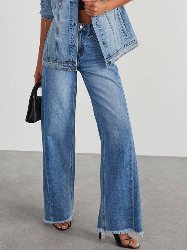 Levoire | Pantalon Bootcut À Jambe Large Avec Boutons Et Poches Taille Haute Pour Femmes Décontracté Élégant Vintage Bleu pastel