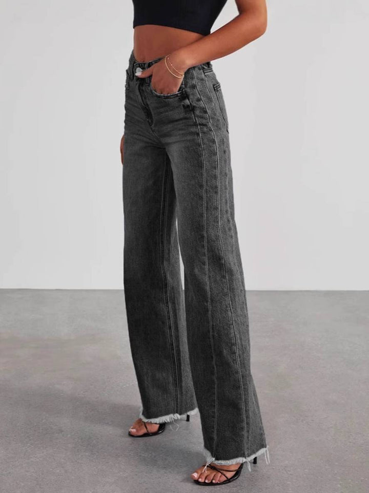 Levoire | Pantalon Bootcut À Jambe Large Avec Boutons Et Poches Taille Haute Pour Femmes Décontracté Élégant Vintage