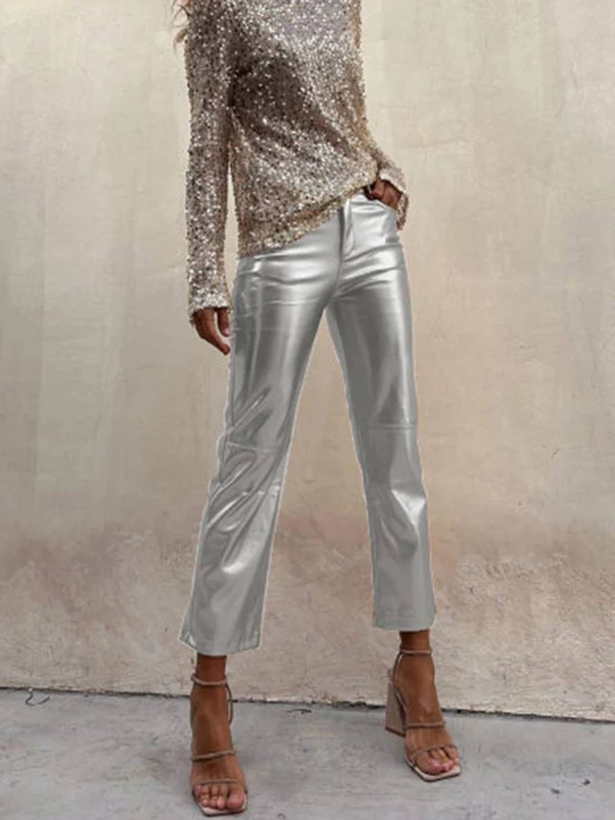 Levoire | Pantalon Droit À Fermeture Éclair Poches Taille Moyenne Dames Élégant Décontracté Mode