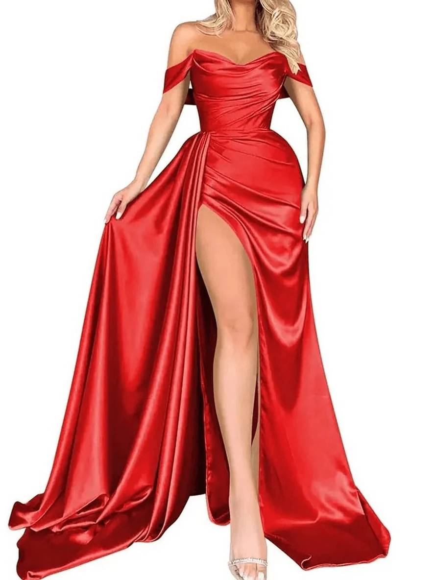 Levoire | Robe Longue Fente Latérale Dos Nu En Découpe Bateau Sans Manches Élégante Robe De Soirée Rot