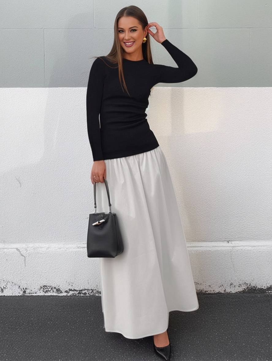 Levoire | Robe Longue Ajustée Col Rond À Manches Longues Pour Dames, Loisirs, Bal De Fin D'Année