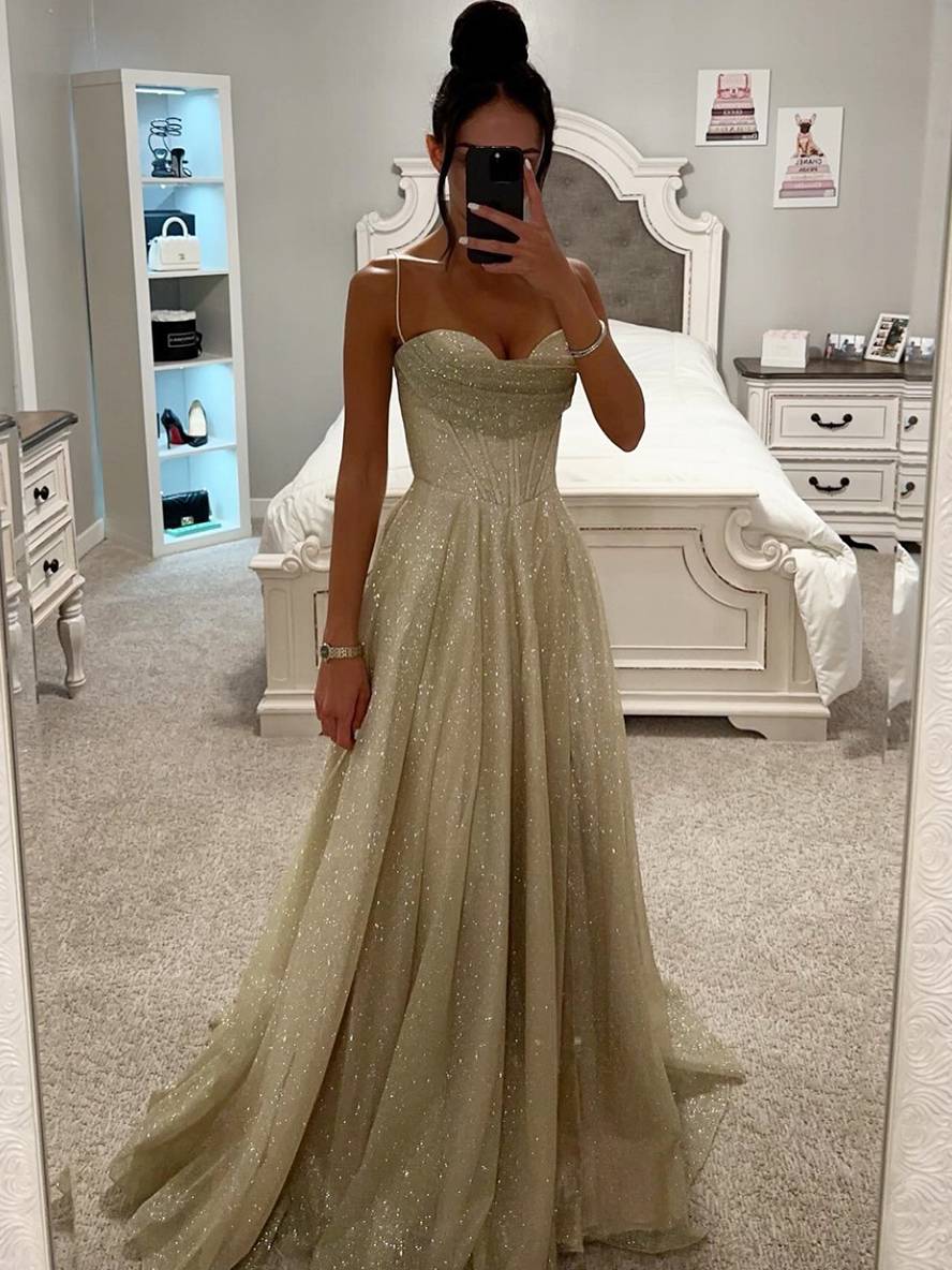 Levoire | Robe Longue Bronzage Avec Fines Bretelles Sans Manches Femme Élégante Soirée Cérémonie Champagne