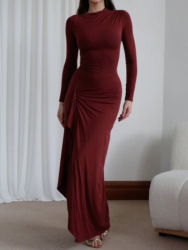 Levoire | Robe Longue Ajustée Avec Fente Sur Le Côté En Col Rond Irrégulier Pour Femmes Élégante Décontractée Cérémonie Bal De Fin D'Année