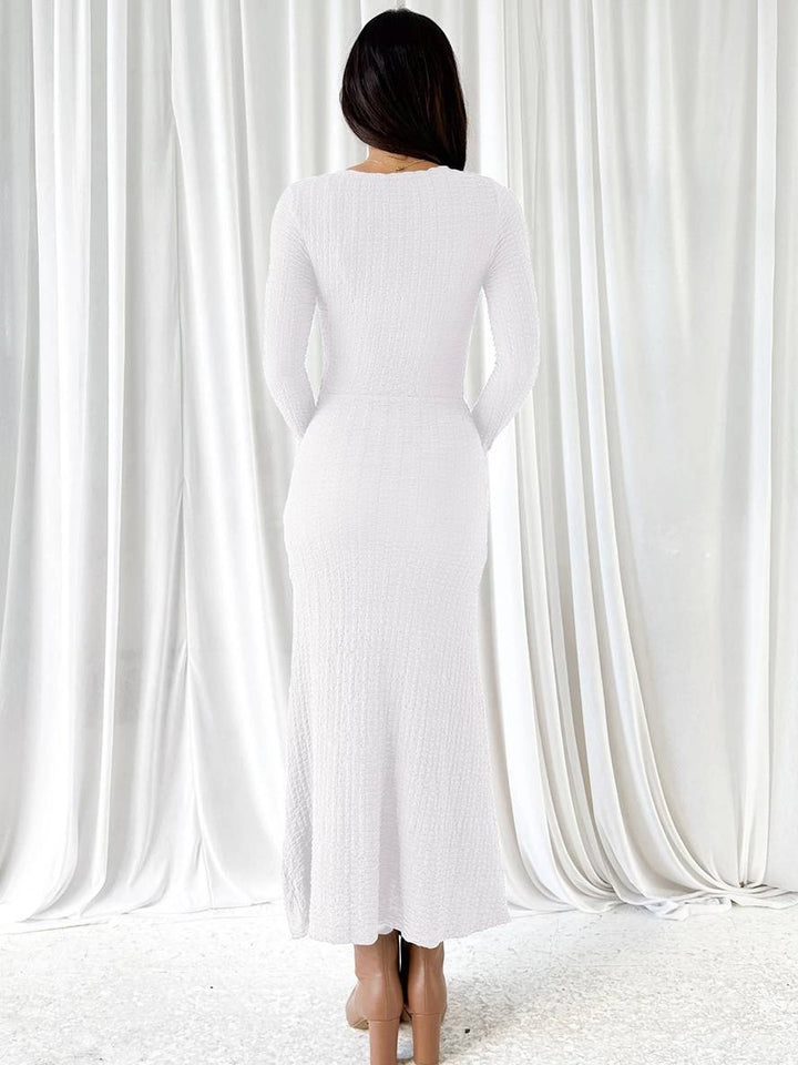 Levoire | Robe Longue Ajustée Sirène Décolleté En V Manches Longues Femme Élégante Décontractée Bal De Fin D'Année