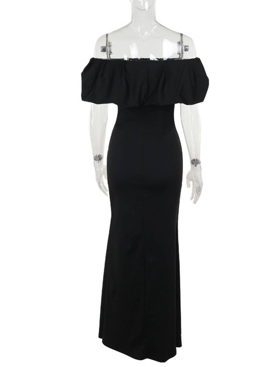 Levoire | Robe Bodycon Longue Découpe Bottes Fente Sur Le Côté Dos Nu Manches Courtes Femmes Élégante Soirée Bal Bal De Fin D'Année