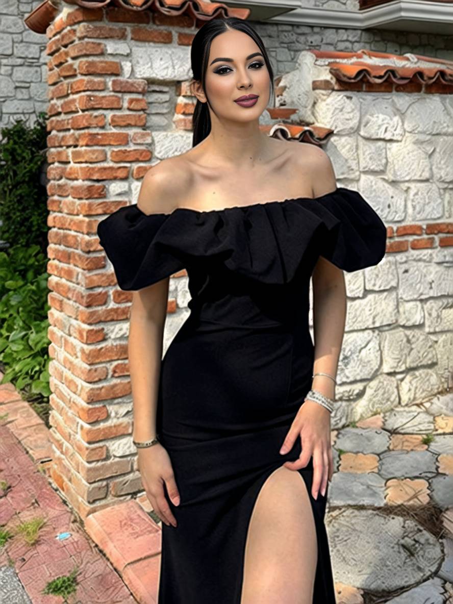 Levoire | Robe Bodycon Longue Découpe Bottes Fente Sur Le Côté Dos Nu Manches Courtes Femmes Élégante Soirée Bal Bal De Fin D'Année