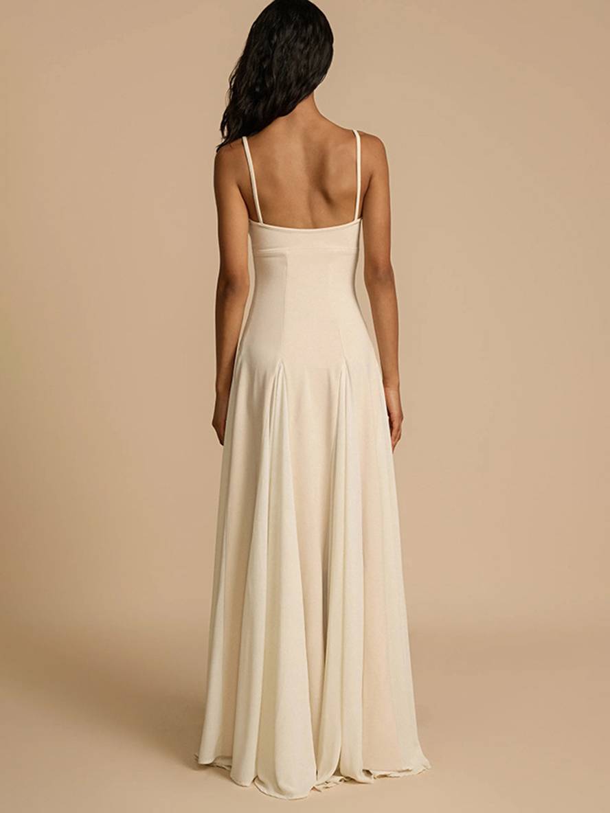 Levoire | Robe Longue Fluide Avec Bretelles Fines Sans Manches Élégante Décontractée Invitée De Mariage Bal De Fin D'Année