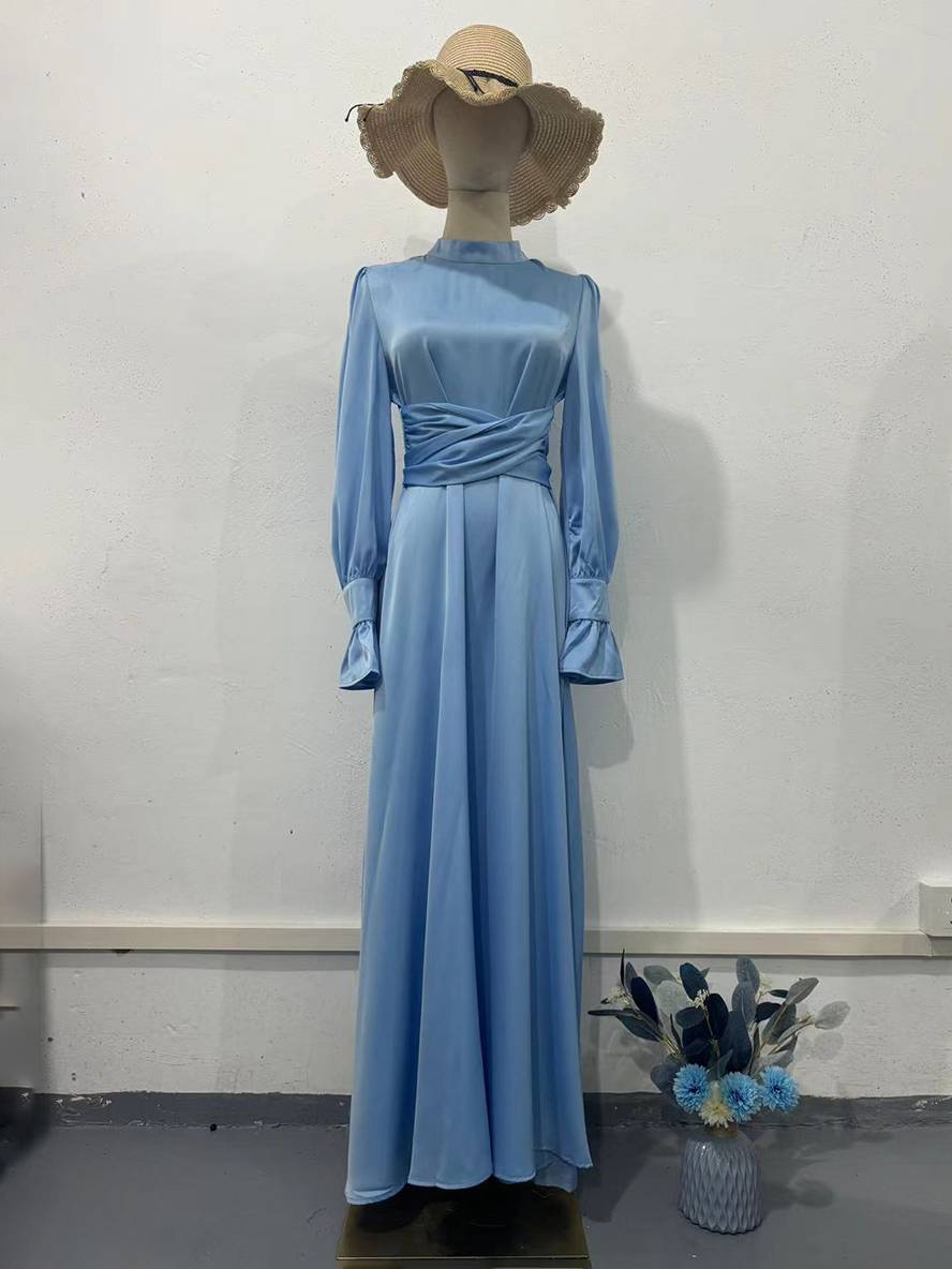 Levoire | Robe Longue À Col Roulé À Manches Volantées Puff Femme Douce Élégante Soirée Anniversaire Cérémonie