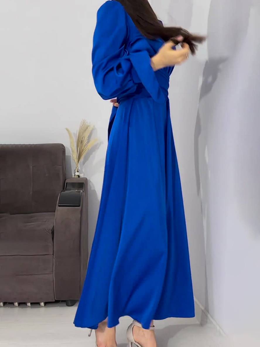 Levoire | Robe Longue À Col Roulé À Manches Volantées Puff Femme Douce Élégante Soirée Anniversaire Cérémonie