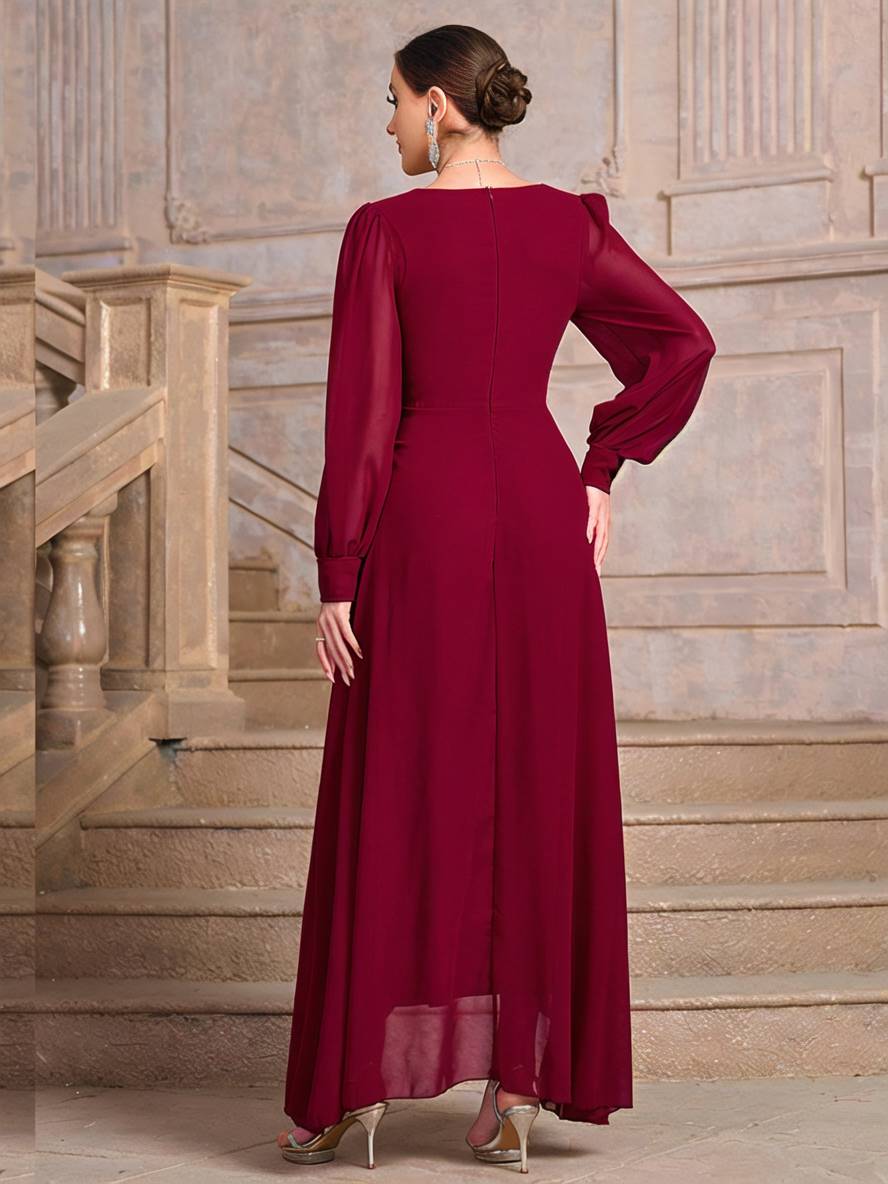 Levoire | Robe De Soirée Longue Pour Mariage Décolleté En V Manches Longues Femmes Élégante Décontractée Bal De Fin D'Année