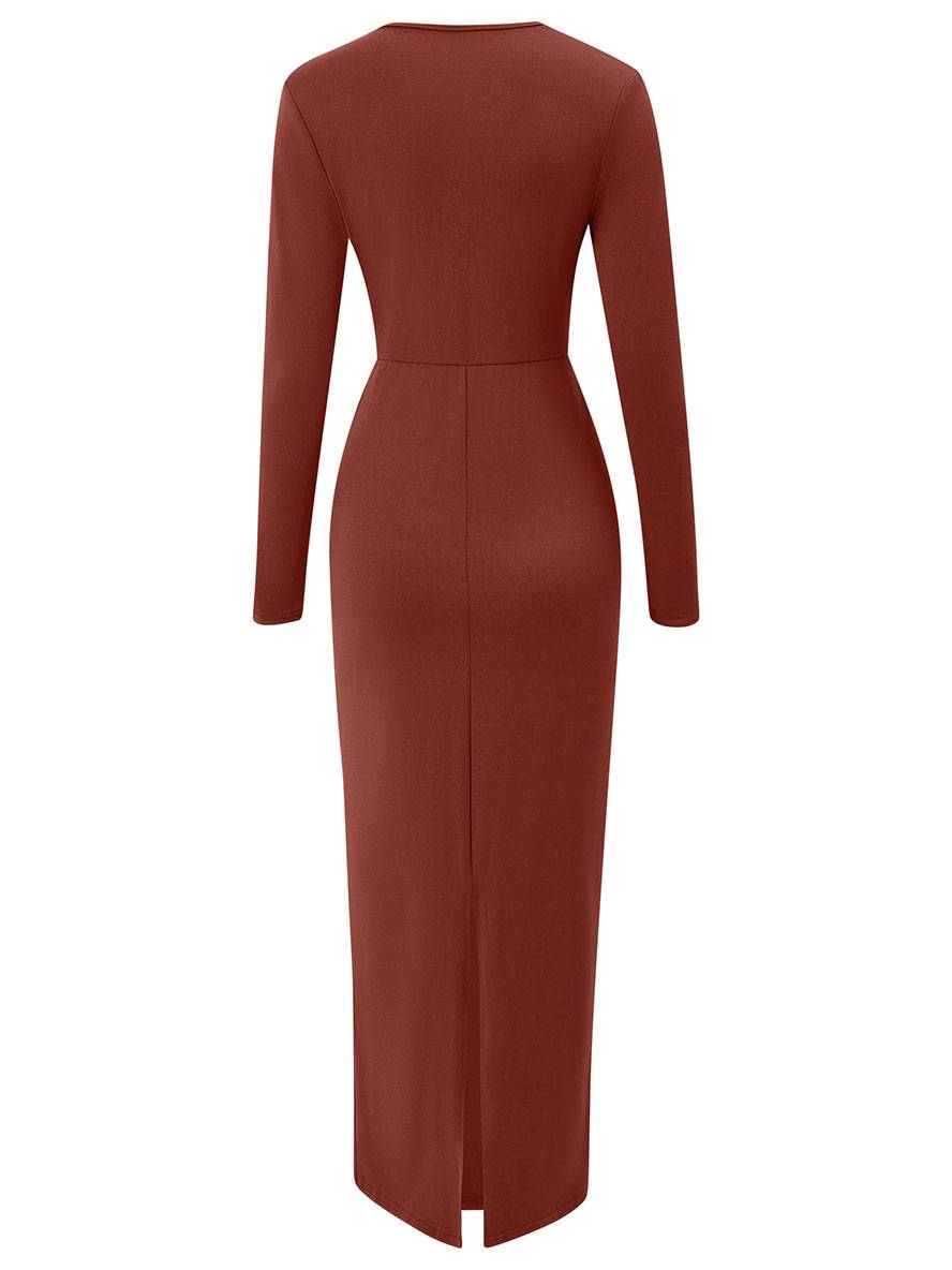 Levoire | Robe Sans Manches Longue Avec Décolleté En V Bouton Élégante Décontractée Soirée Bal