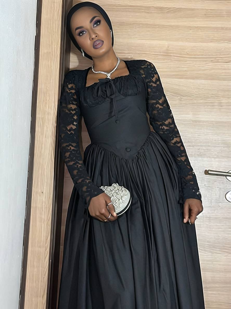 Levoire | Robe Longue En Dentelle Avec Décolleté Carré Robe Élégante Vintage Pour Cocktail De Prom Pour Femme À Manches Longues