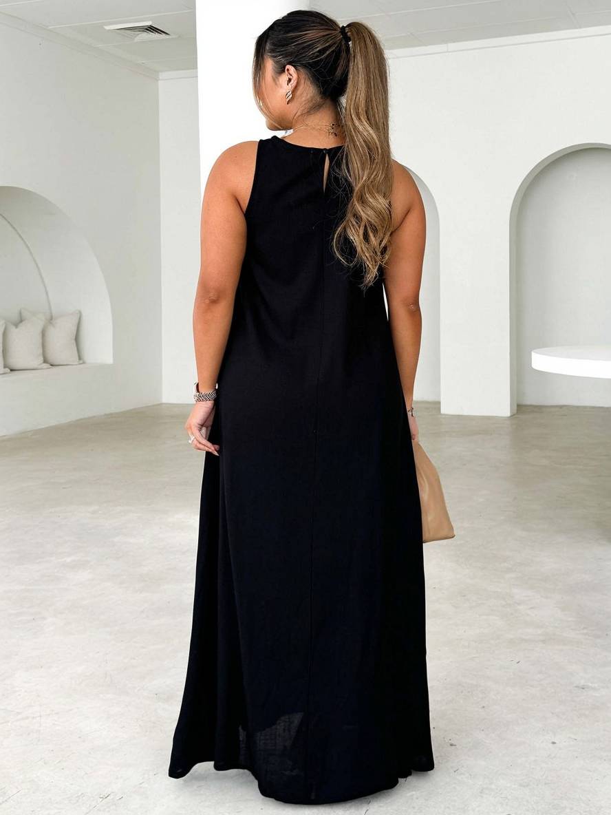 Levoire | Robe Longue À Rayures Col Rond Sans Manches Femme Élégante Décontractée Ample Plage