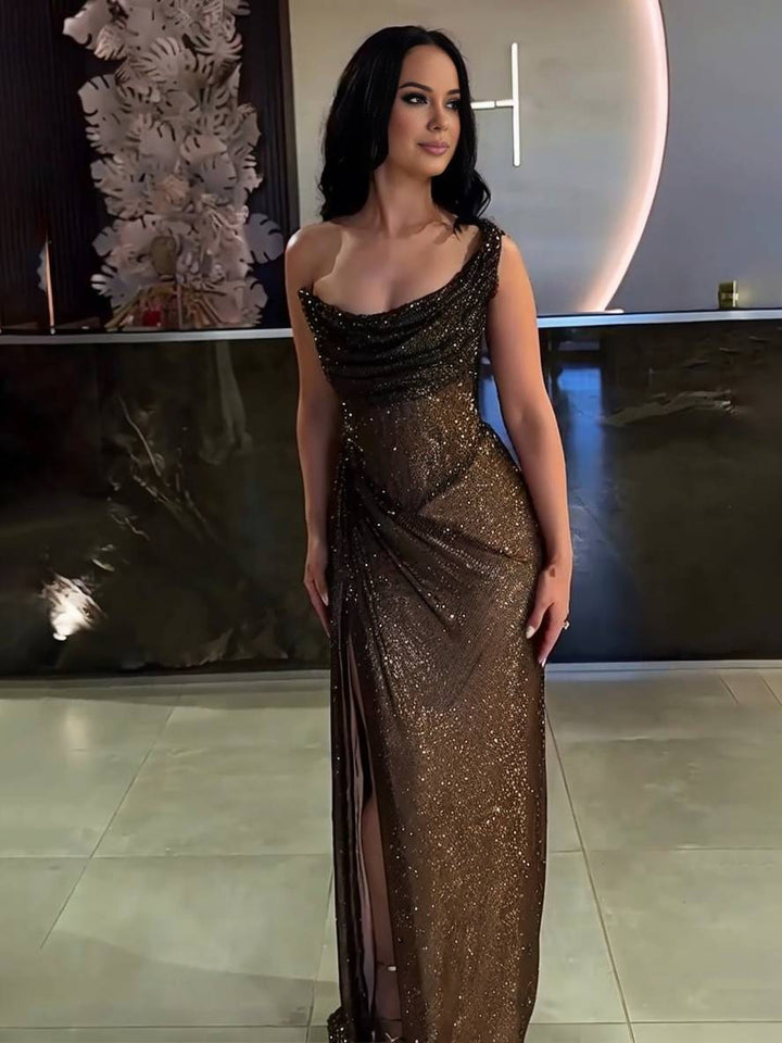 Levoire | Robe De Bal Élégante Sans Manches Avec Fente Latérale Irrégulière Ajustée Longue