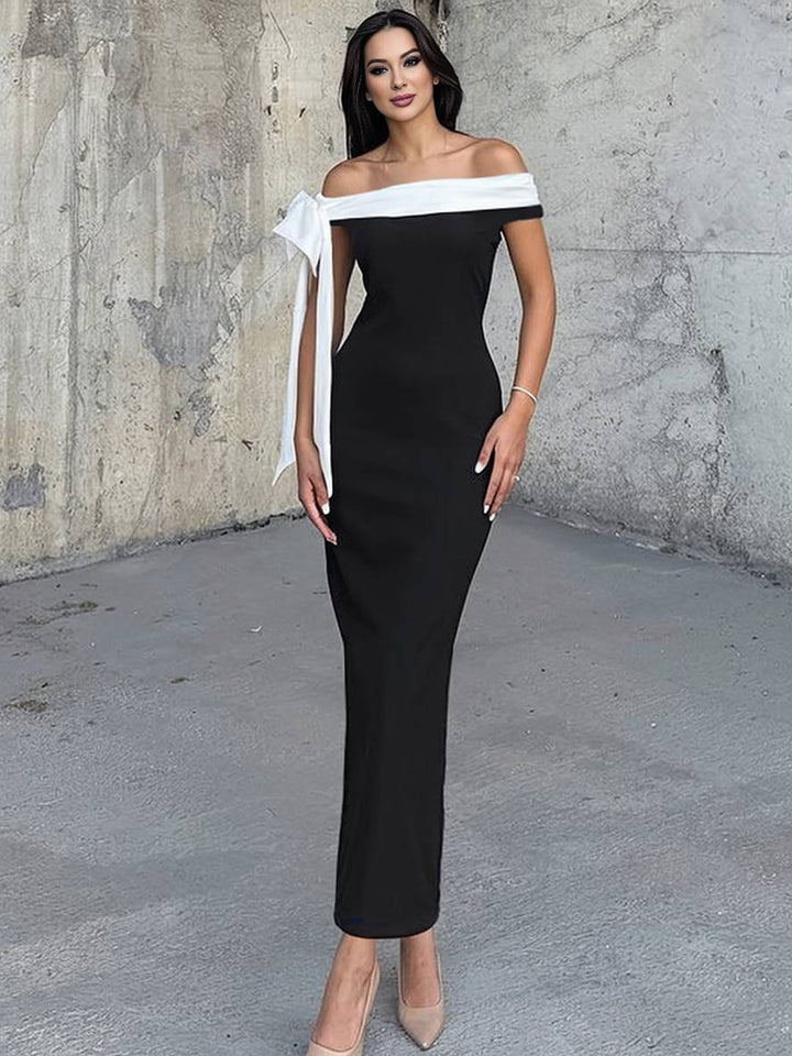 Levoire | Robe Longue Sculptante À Encolure Bateau Sans Manches Pour Femmes Élégante Soirée Bal Prom Invité Mariage