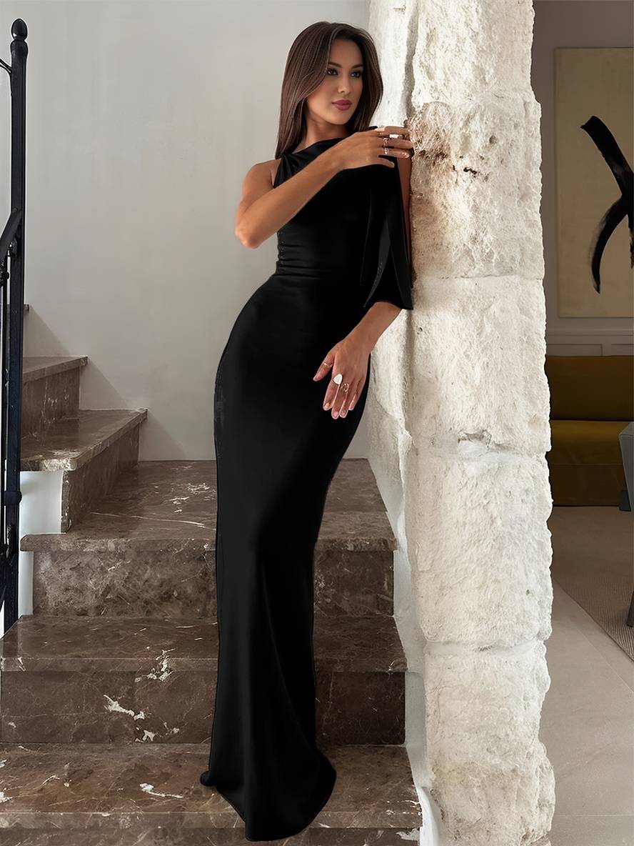 Levoire | Robe De Soirée Sans Manches À Épaules Dénudées Élégante Pour Fête D'Anniversaire Noir