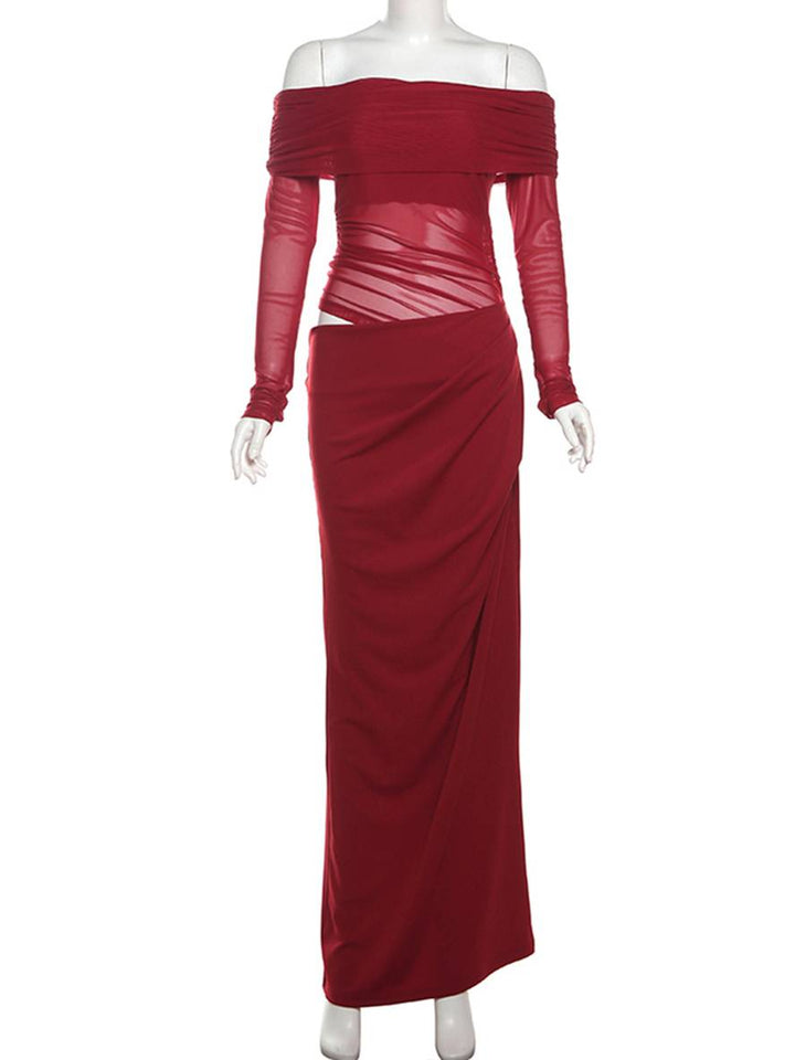 Levoire | Robe En Tulle Longue Ajustée Avec Manches Longues Dénudées Et Effet Ajouré Décontracté Robe De Bal