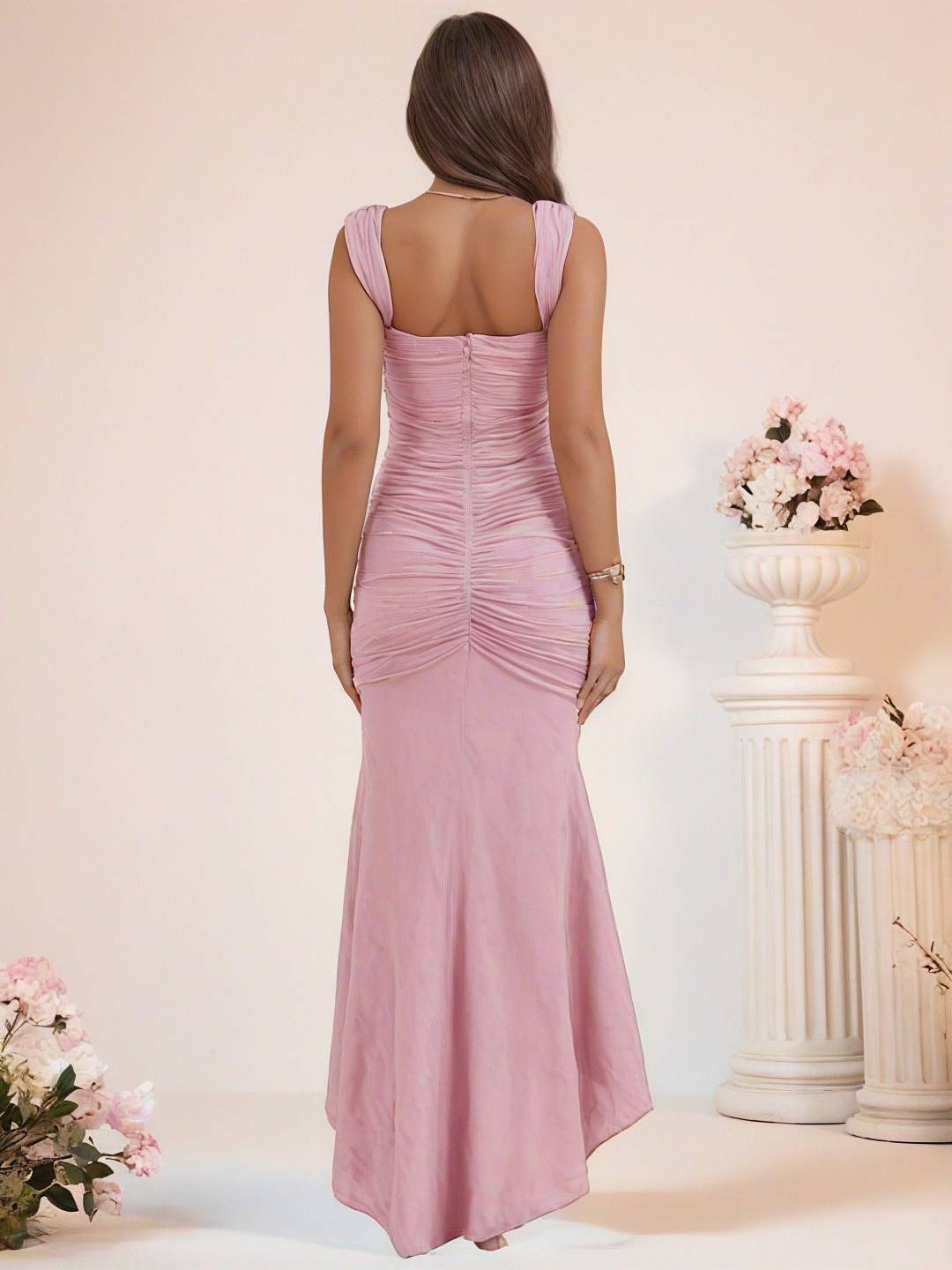 Levoire | Robe De Soirée Longue Élastique En Dentelle Sirène Corset Décolleté En Bateau Sans Manches Pour Dames Élégante Cérémonie