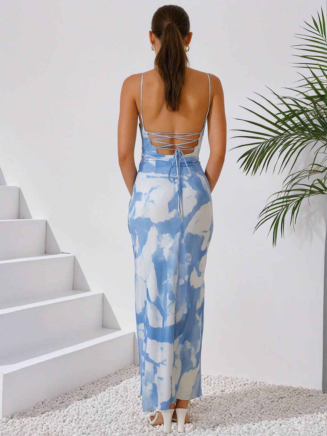 Levoire | Robe Longue À Motif Floral Avec Bretelles Fines, Dos Nu, Sans Manches, Élégante, Robe De Soirée Pour Dames, Cérémonie