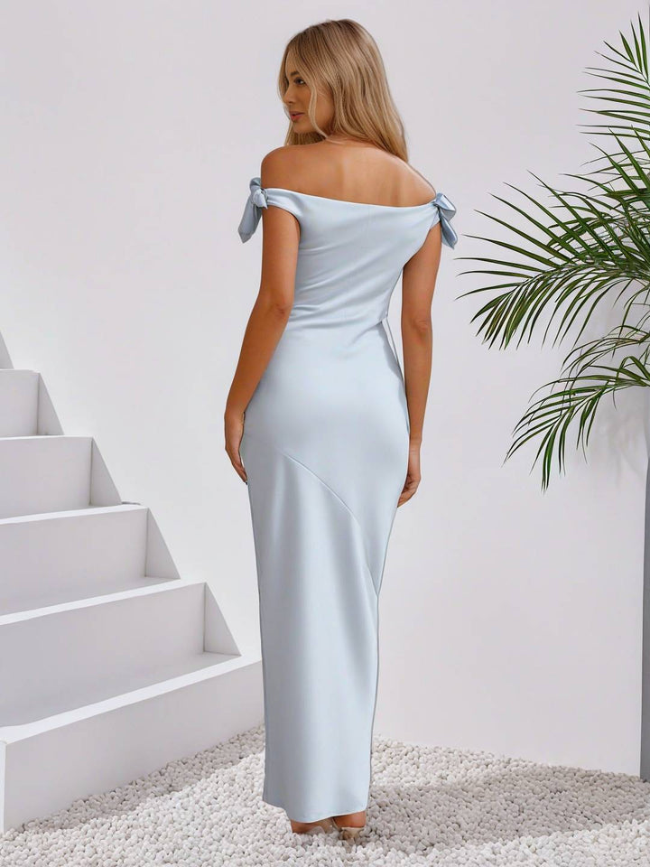 Levoire | Robe Demoiselle D'Honneur Robe En Satin Décolleté Bateau Sans Manches Dames Élégante Soirée Mariage