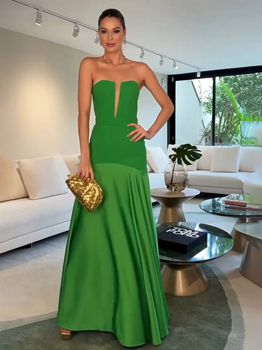 Levoire | Robe Bustier Longue En Satin Sans Manches Coupe Sirène Robe De Soirée Élégante Cérémonie Idéale Pour Une Occasion Particulière Vert