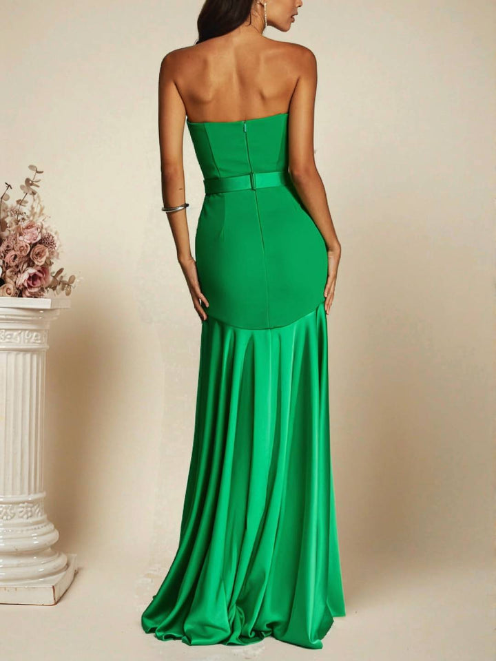 Levoire | Robe Bustier Longue En Satin Sans Manches Coupe Sirène Robe De Soirée Élégante Cérémonie Idéale Pour Une Occasion Particulière