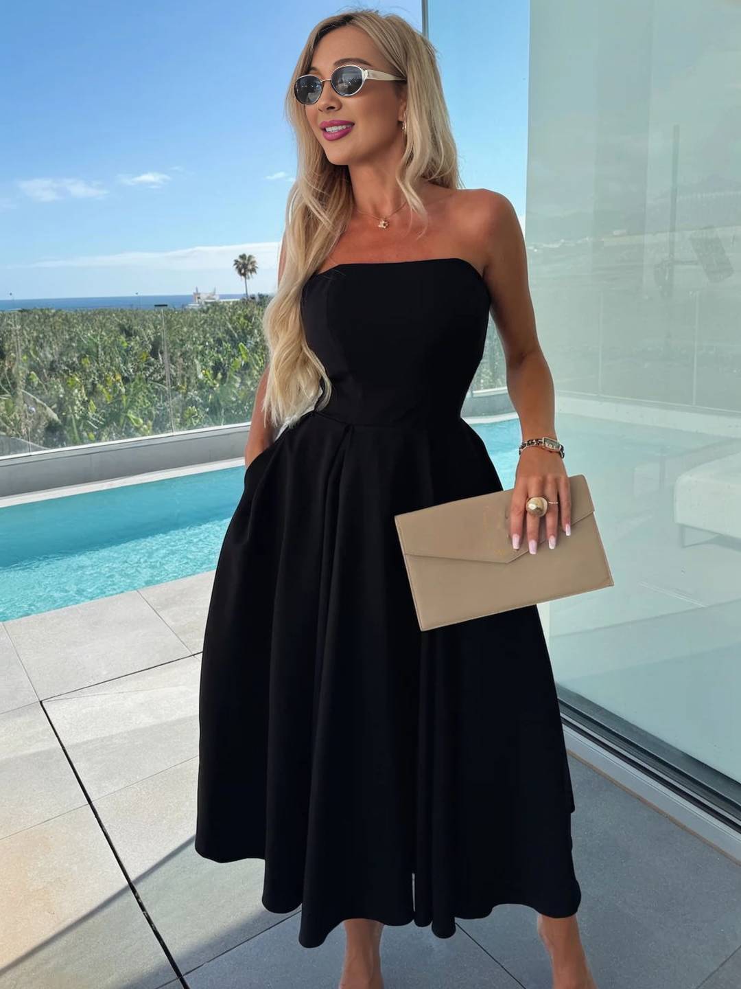 Levoire | Robe Longue En A Sans Manches Sans Bretelles Pour Femmes Décontractée Élégante Prom Fête Robe De Cocktail Anniversaire