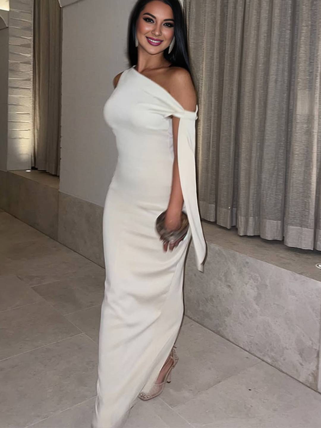 Levoire | Robe Longue Sans Manches À Épaule Unique Ajustée Pour Femmes Élégante Pour Prom Bal Pour Cérémonie De Mariage