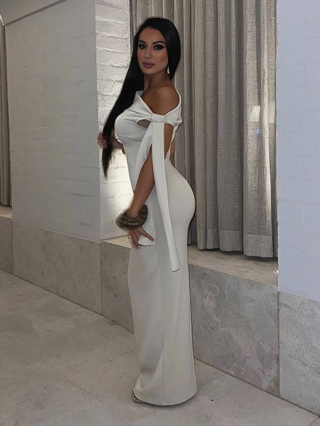Levoire | Robe Longue Sans Manches À Épaule Unique Ajustée Pour Femmes Élégante Pour Prom Bal Pour Cérémonie De Mariage