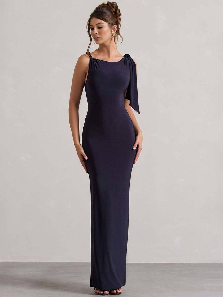Levoire | Robe Sans Manches À Manches Longues Près Du Corps Pour Femmes Avec Détails De Boutons Aux Épaules Pour Une Soirée Élégante