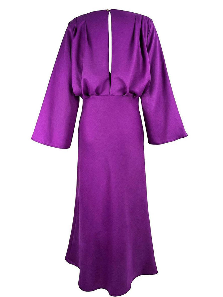 Levoire | Robe Longue À Décolleté En V Boutons Couture Au Dos Manches Trumpet Manches Longues Femme Élégant Vintage Prom Bal