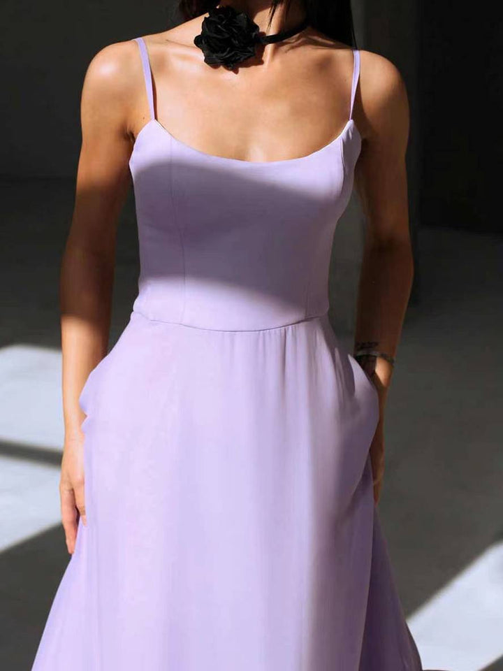Levoire | Robe Mi-Longue A-Ligne Avec Volants Bustier Avec Fines Bretelles Sans Manches Femme Élégant Doux Cocktail Prom