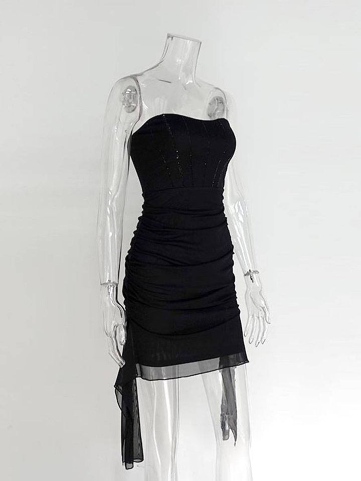 Levoire | Robe Bustier Courte Ajustée À Manches Bouffantes En Tulle Sans Manches Pour Femmes Élégante Douce Cocktail