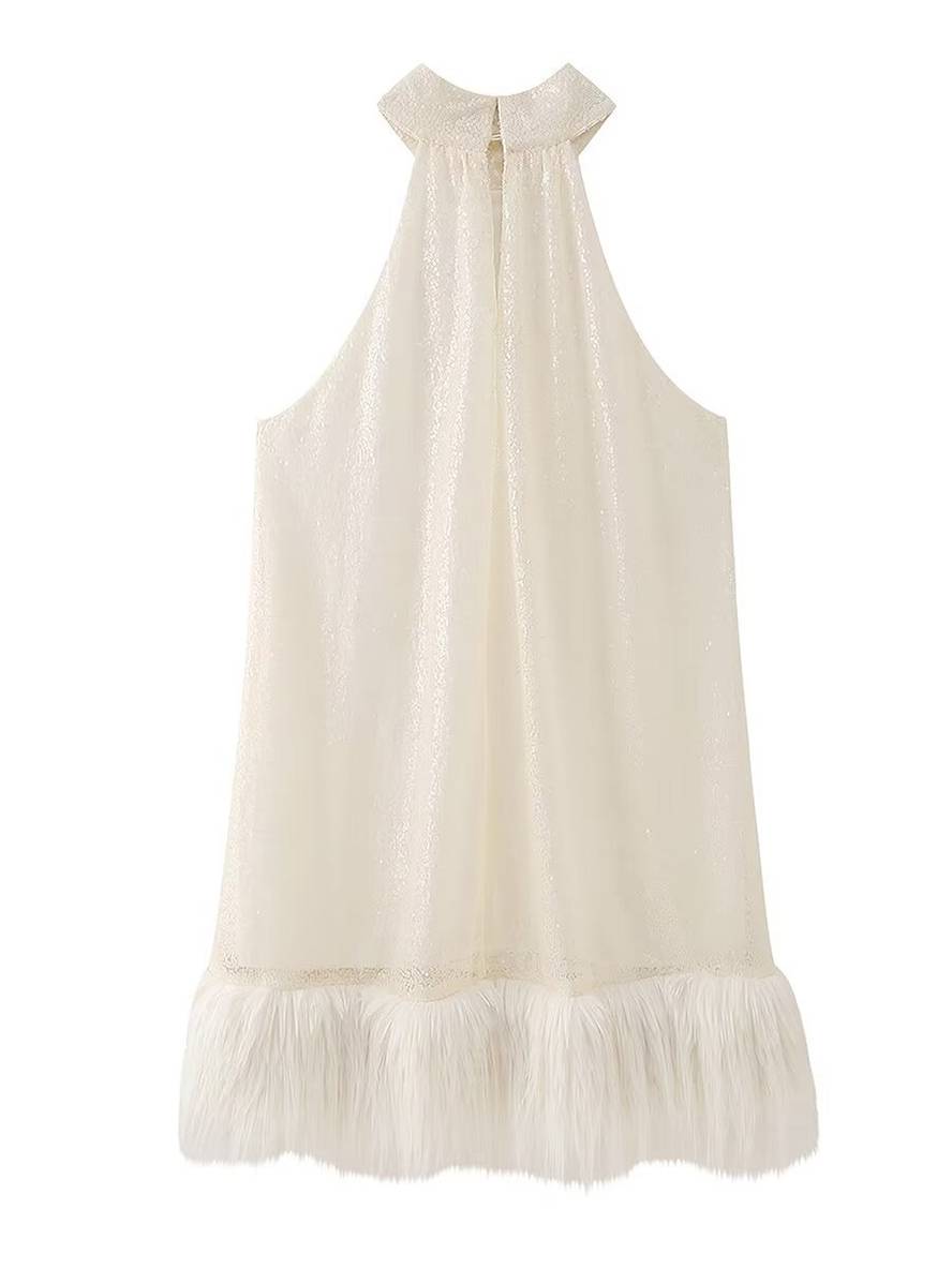 Levoire | Robe Gipsy Courte Brillante Paillettes Plume Dos Nu Sans Manches Femme Élegante Cocktail Bal Fête De Fin D'Études