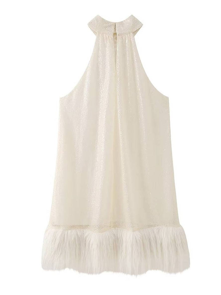 Levoire | Robe Gipsy Courte Brillante Paillettes Plume Dos Nu Sans Manches Femme Élegante Cocktail Bal Fête De Fin D'Études