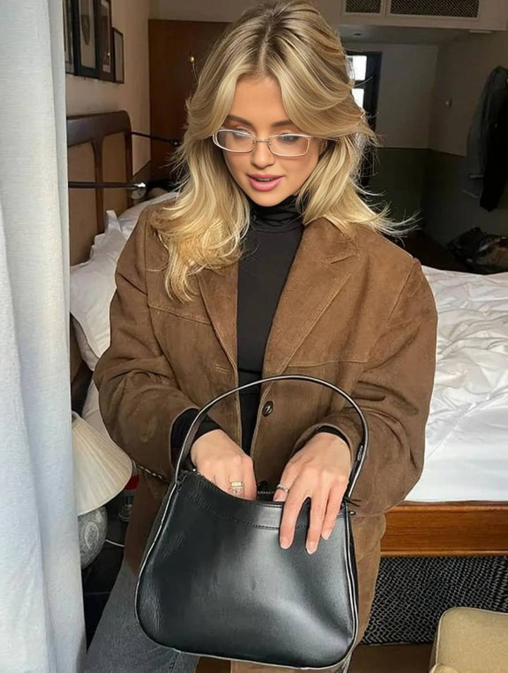 Levoire | Blazer En Daim Boutons Poches Longues Manche Femmes Élégant Vintage Décontracté Veste En Daim