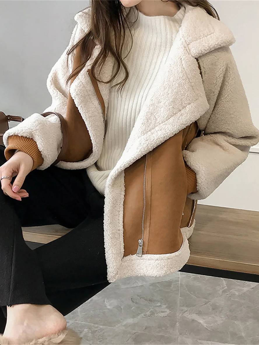 Levoire | Blouson Style Pilote En Suède Teddy Oversize Veste D'Hiver