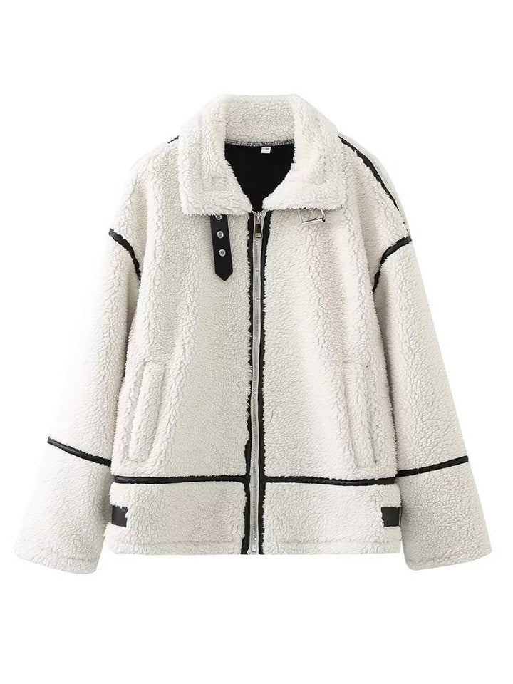 Levoire | Veste En Cuir Avec Effet Fourrure, Ceinture, Fermeture Éclair, Poches, Col Revers, Femmes, Manteau Bomber Décontracté